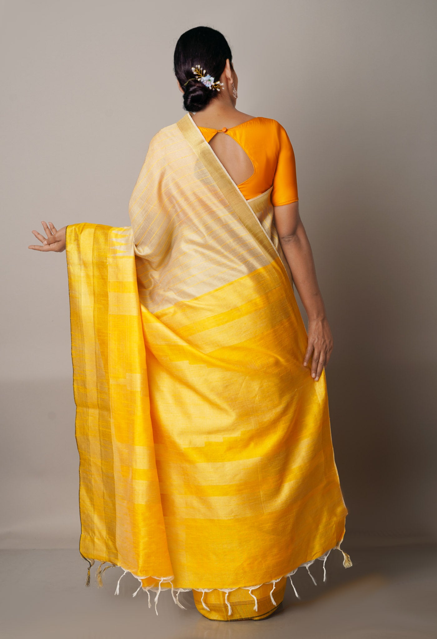 Cream  Dupion Silk Saree-UNM67795