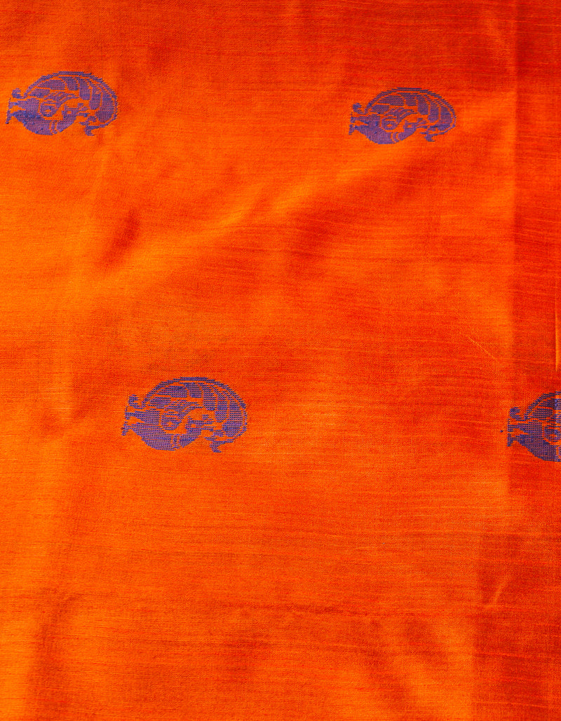 Rust Orange  Dupion Silk Saree-UNM67845