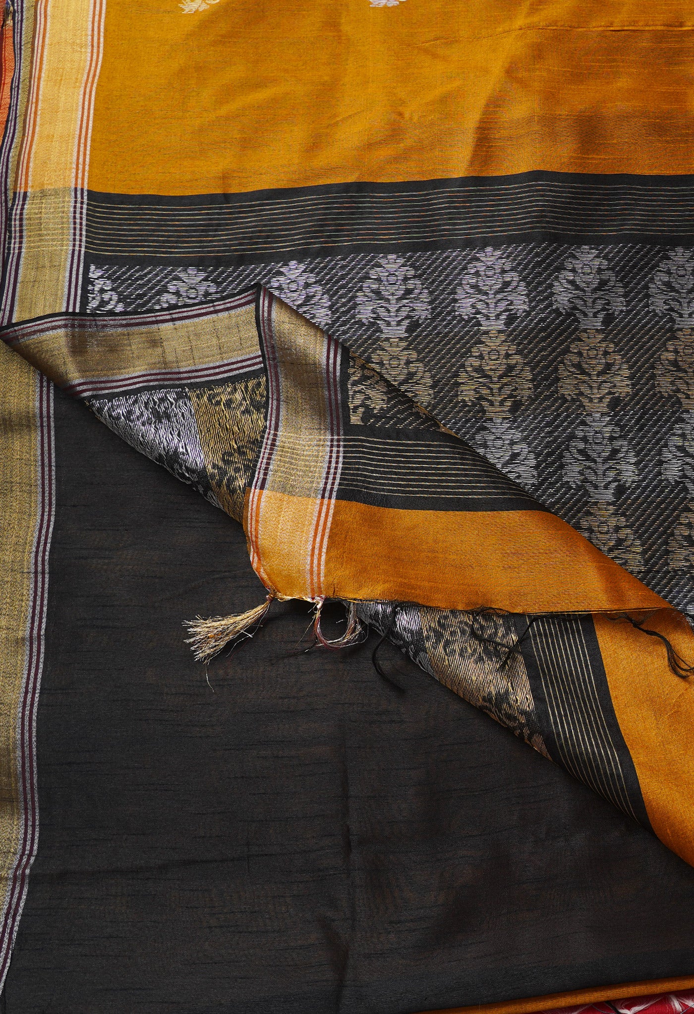 Mustrad Yellow  Dupion Silk Saree-UNM67851