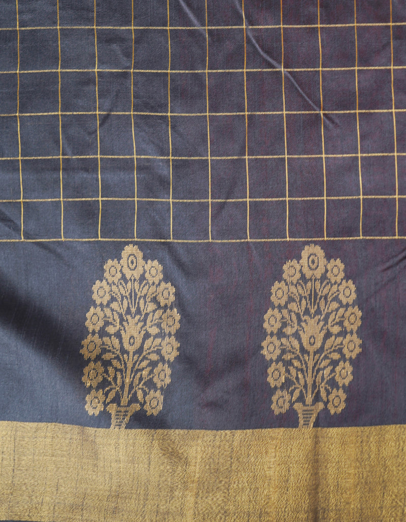 Grey Dupion Silk Saree-UNM67854