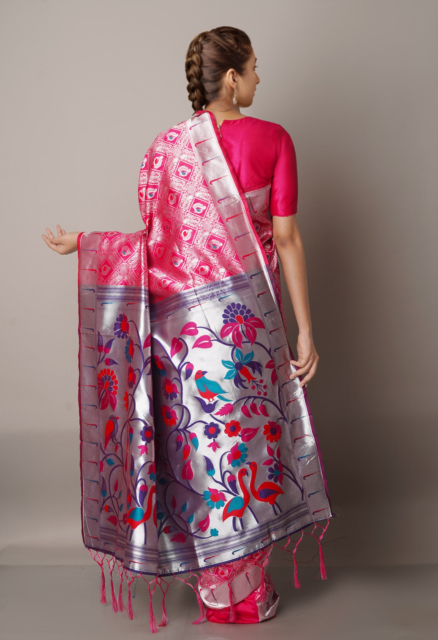 Pink  Paithani Silk Saree-UNM67886