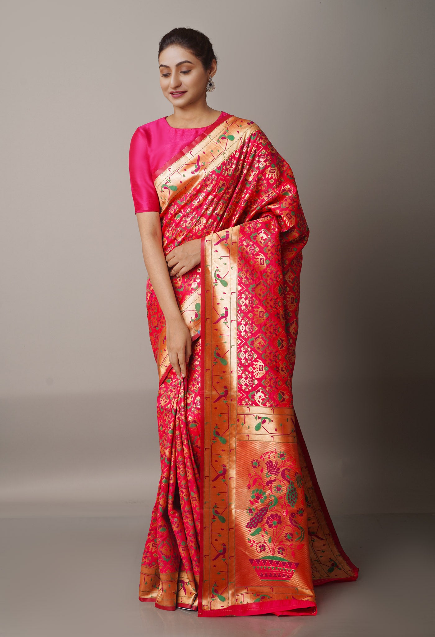 Pink  Paithani Silk Saree-UNM67889