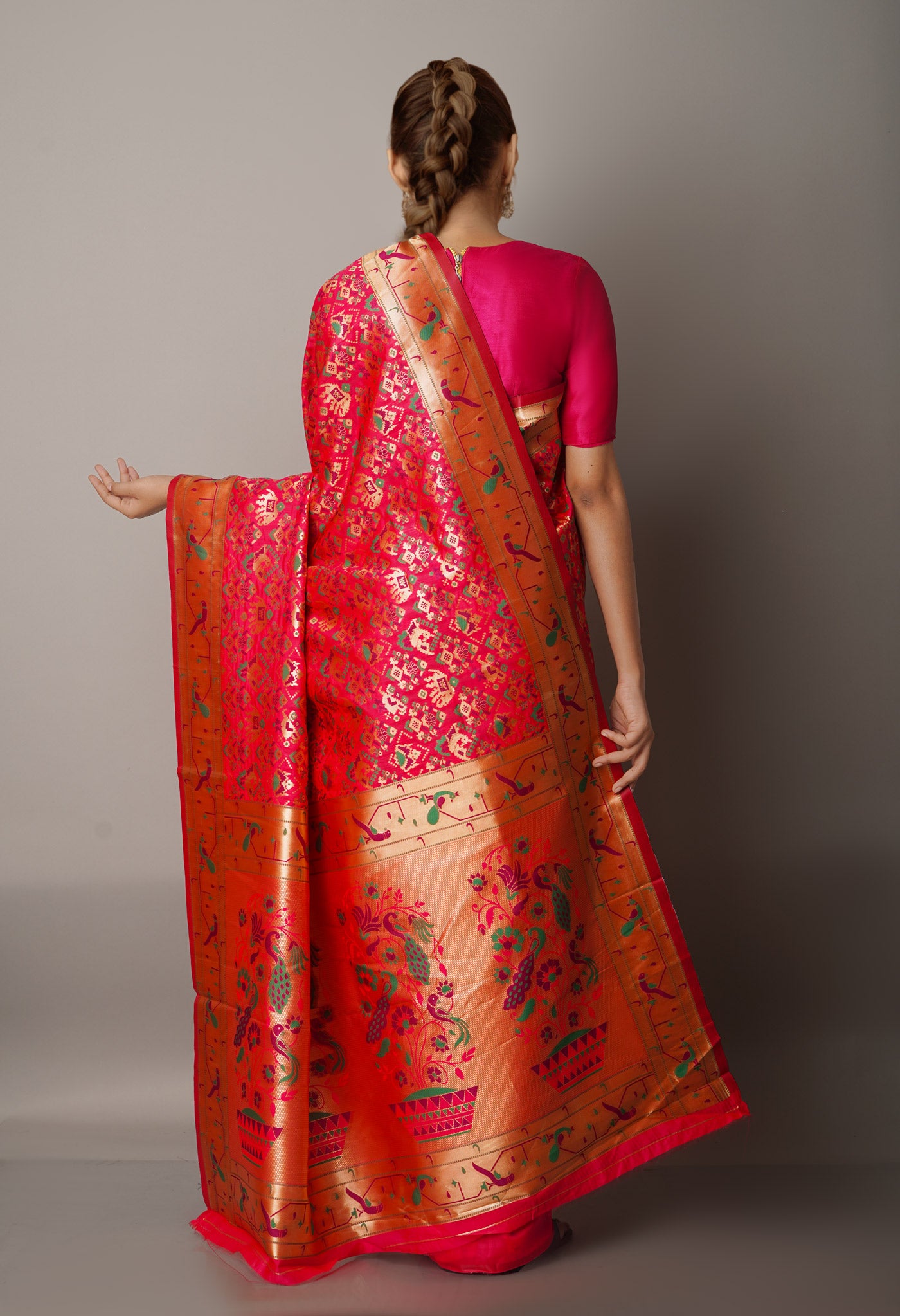 Pink  Paithani Silk Saree-UNM67889