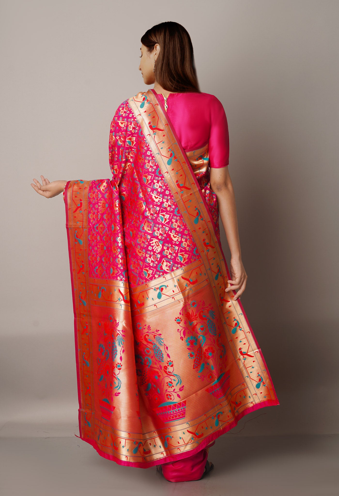 Pink  Paithani Silk Saree-UNM67894