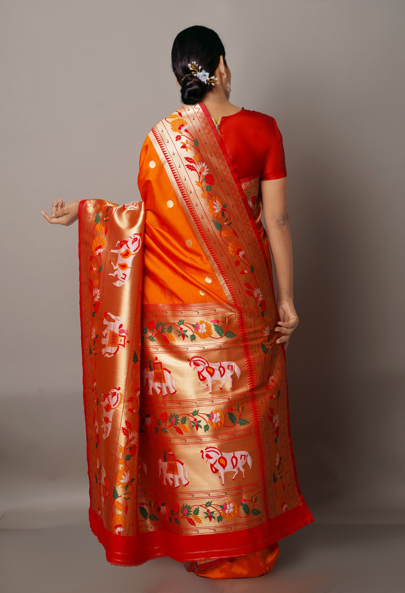 Orange  Paithani Silk Saree-UNM67897