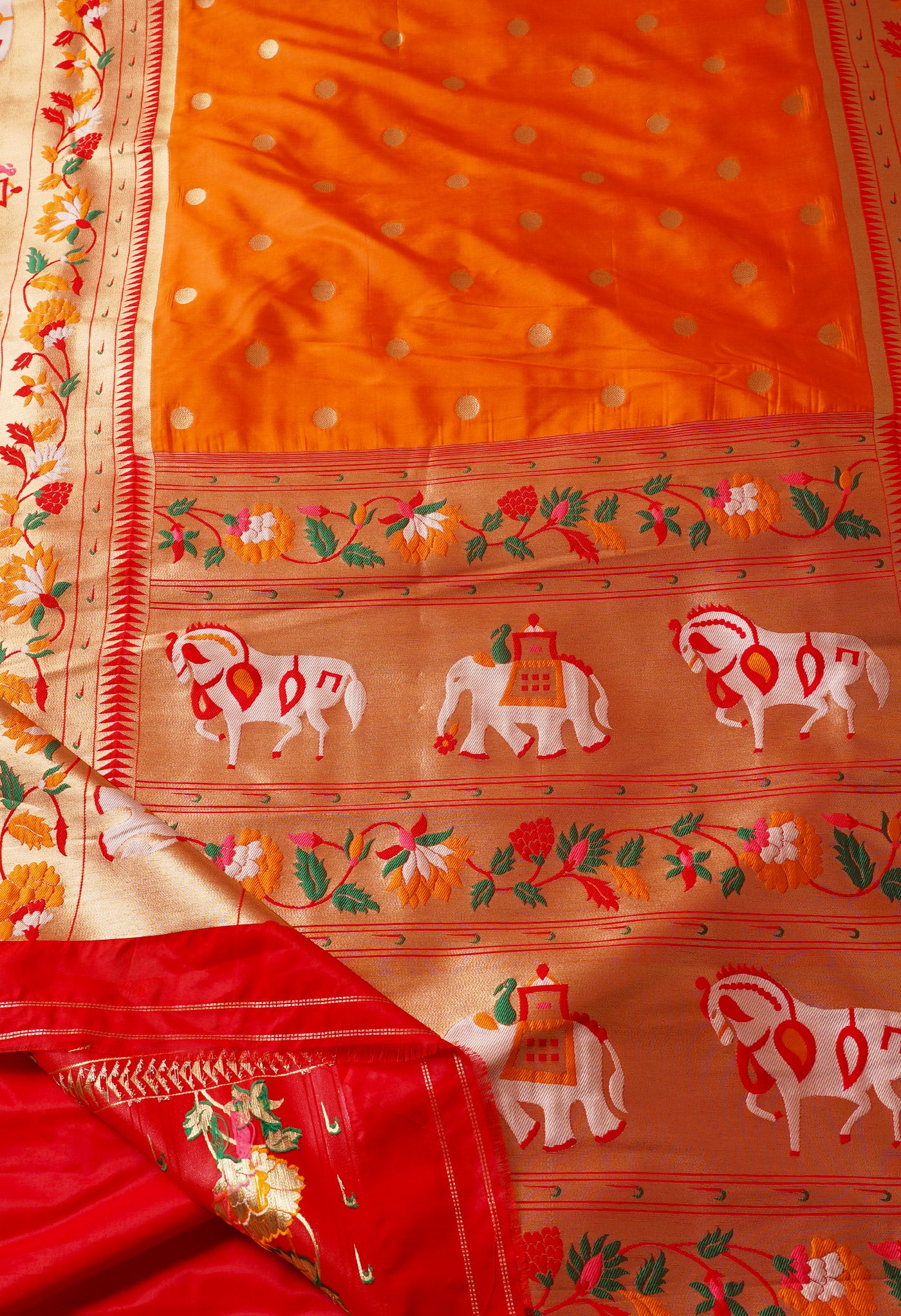 Orange  Paithani Silk Saree-UNM67897