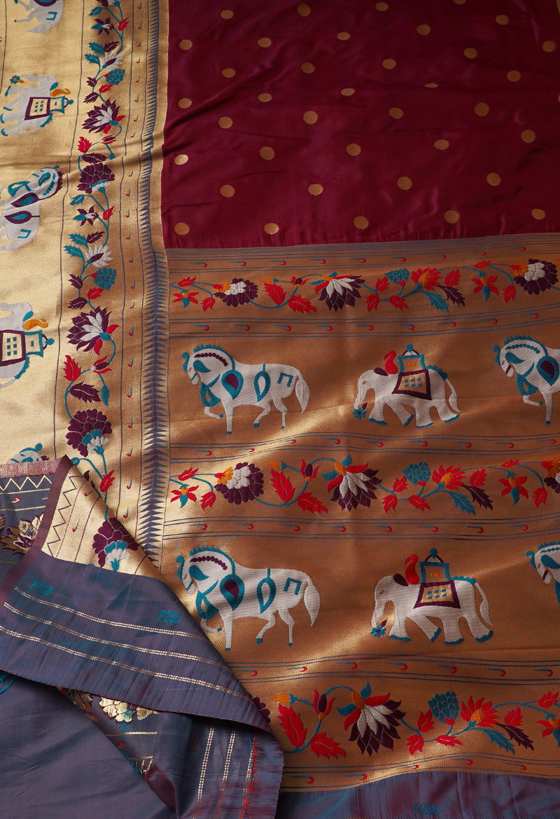 Maroon  Paithani Silk Saree-UNM67899