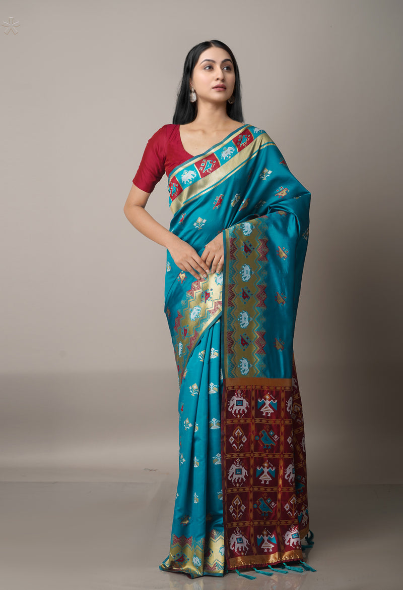 Peacock Green  Paithani Patola  Soft Silk Saree-UNM67911