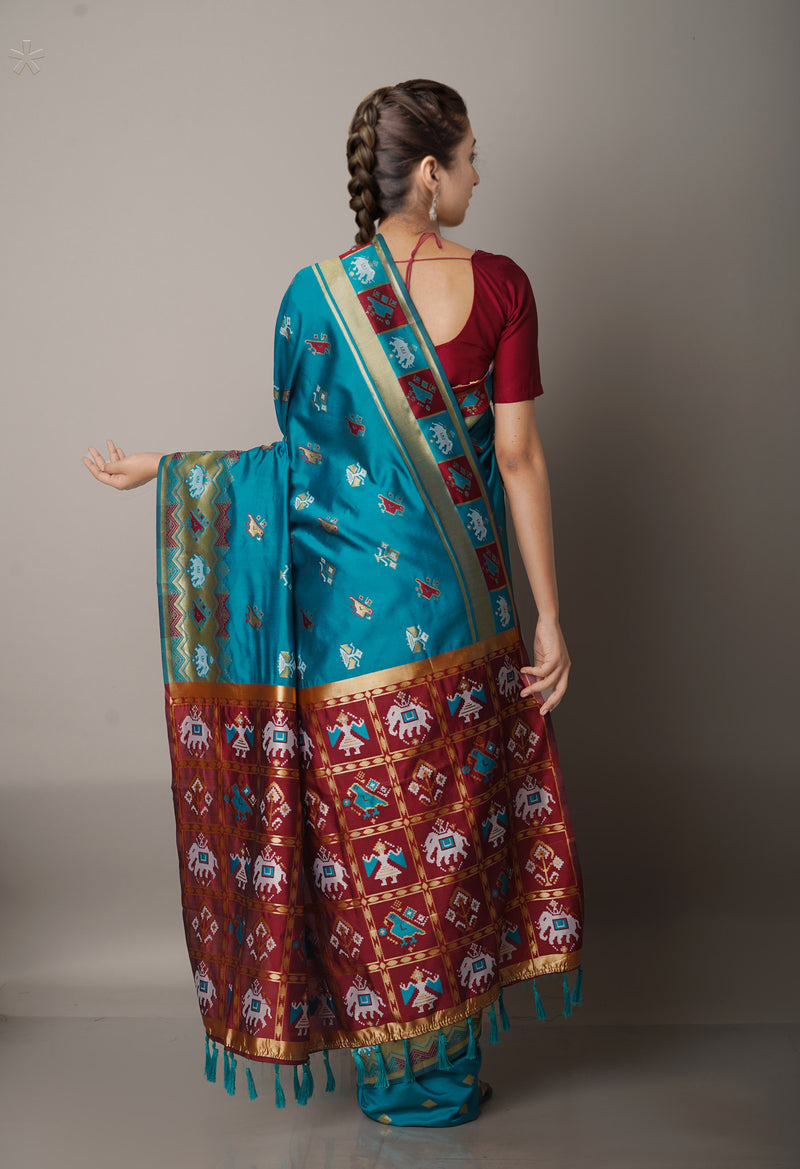 Peacock Green  Paithani Patola  Soft Silk Saree-UNM67911