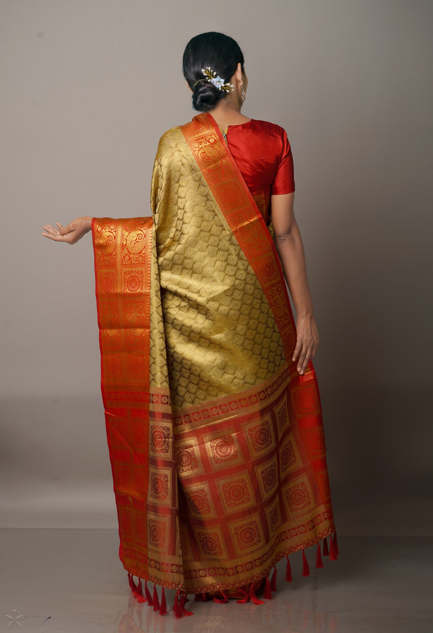 Light Brown-Gold Fancy Banarasi Silk Saree-UNM67919