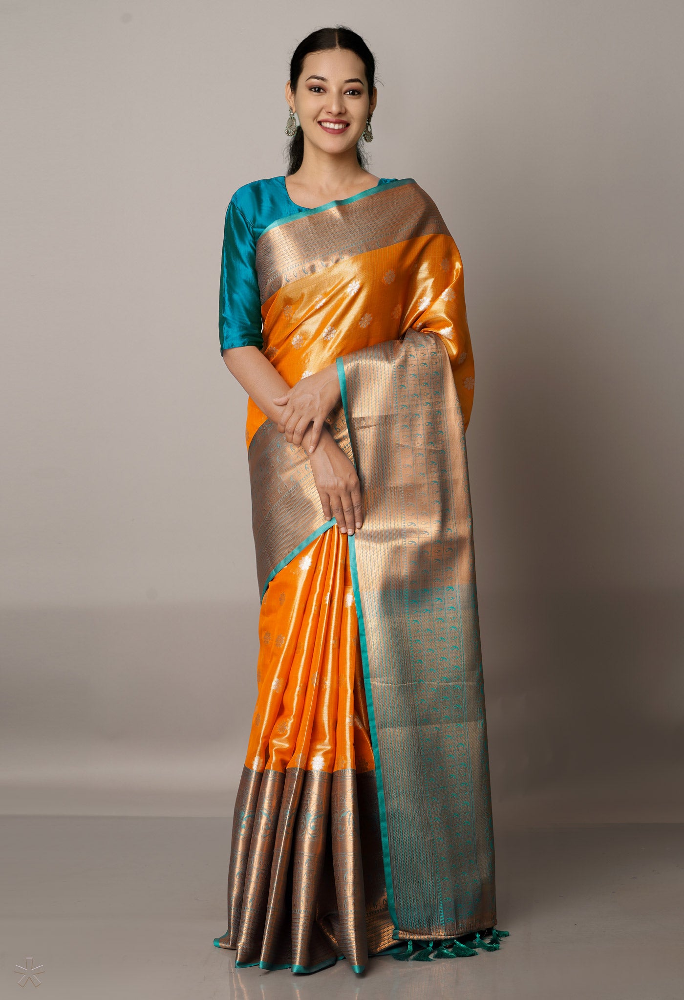 Orange  Fancy Banarasi Silk Saree-UNM67935