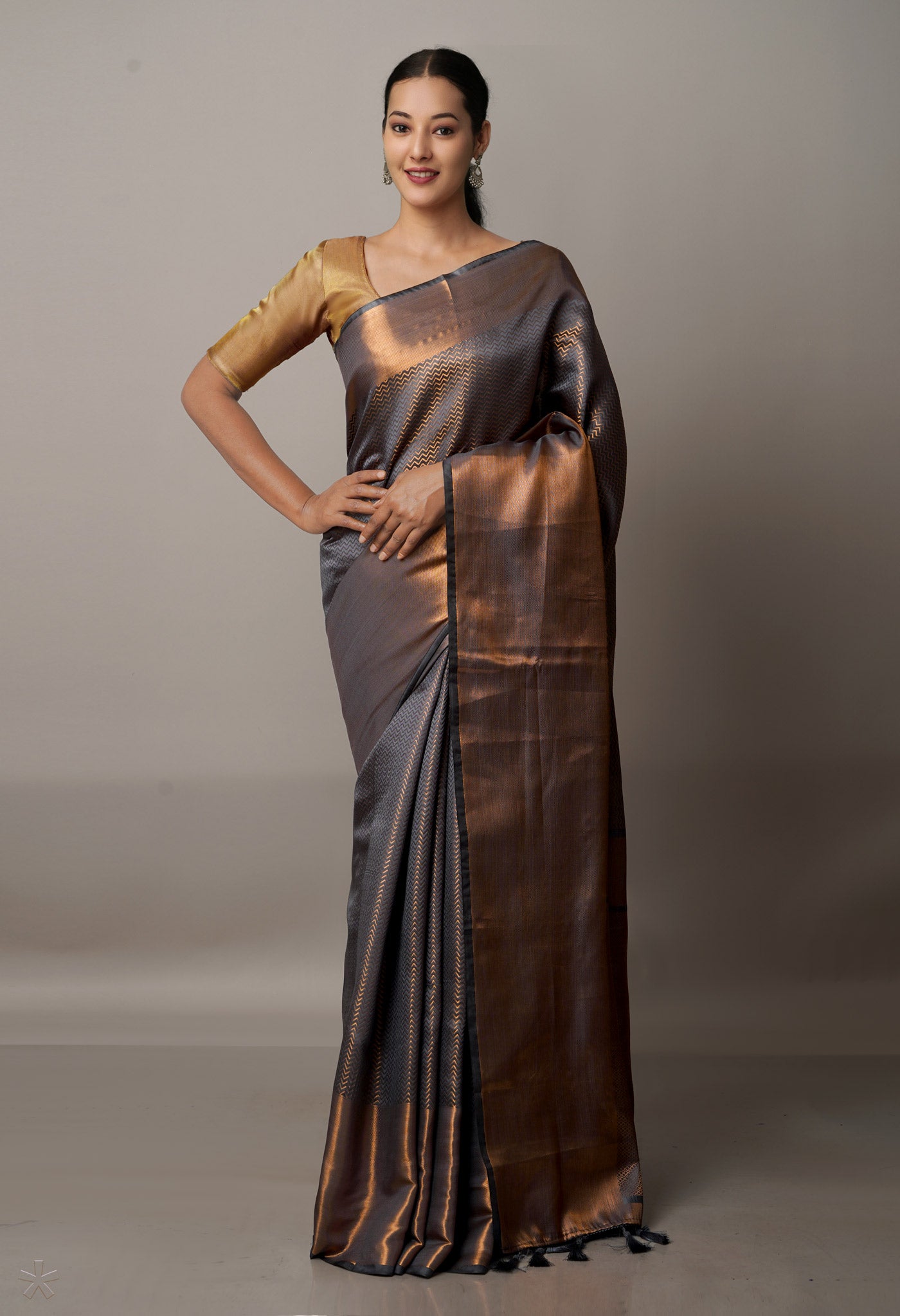 Battleship Grey  Fancy Banarasi Silk Saree-UNM67940