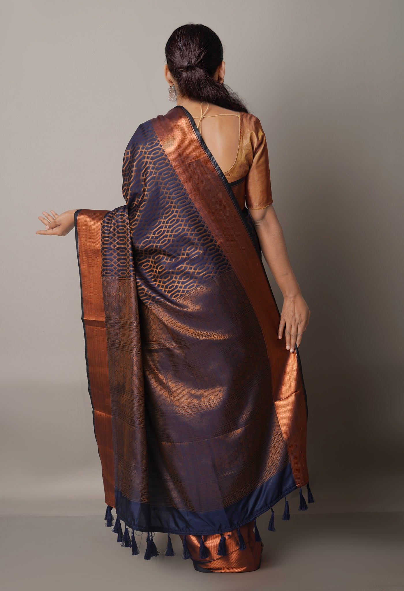 Navy Blue  Fancy Banarasi Silk Saree-UNM67947
