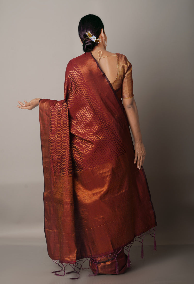 Dark Brown  Fancy Banarasi Silk Saree-UNM67950