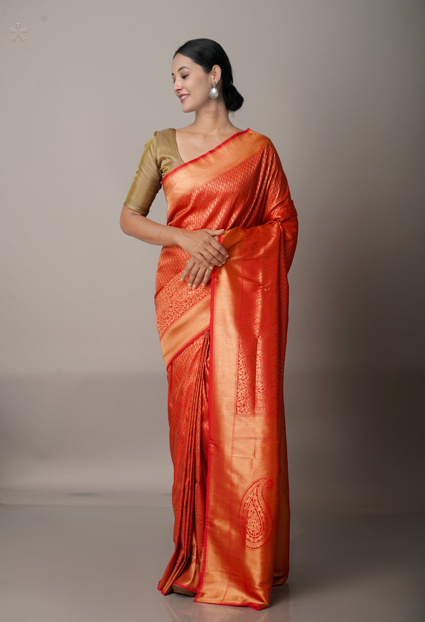 Orange  Fancy Banarasi Soft Silk Saree-UNM67970