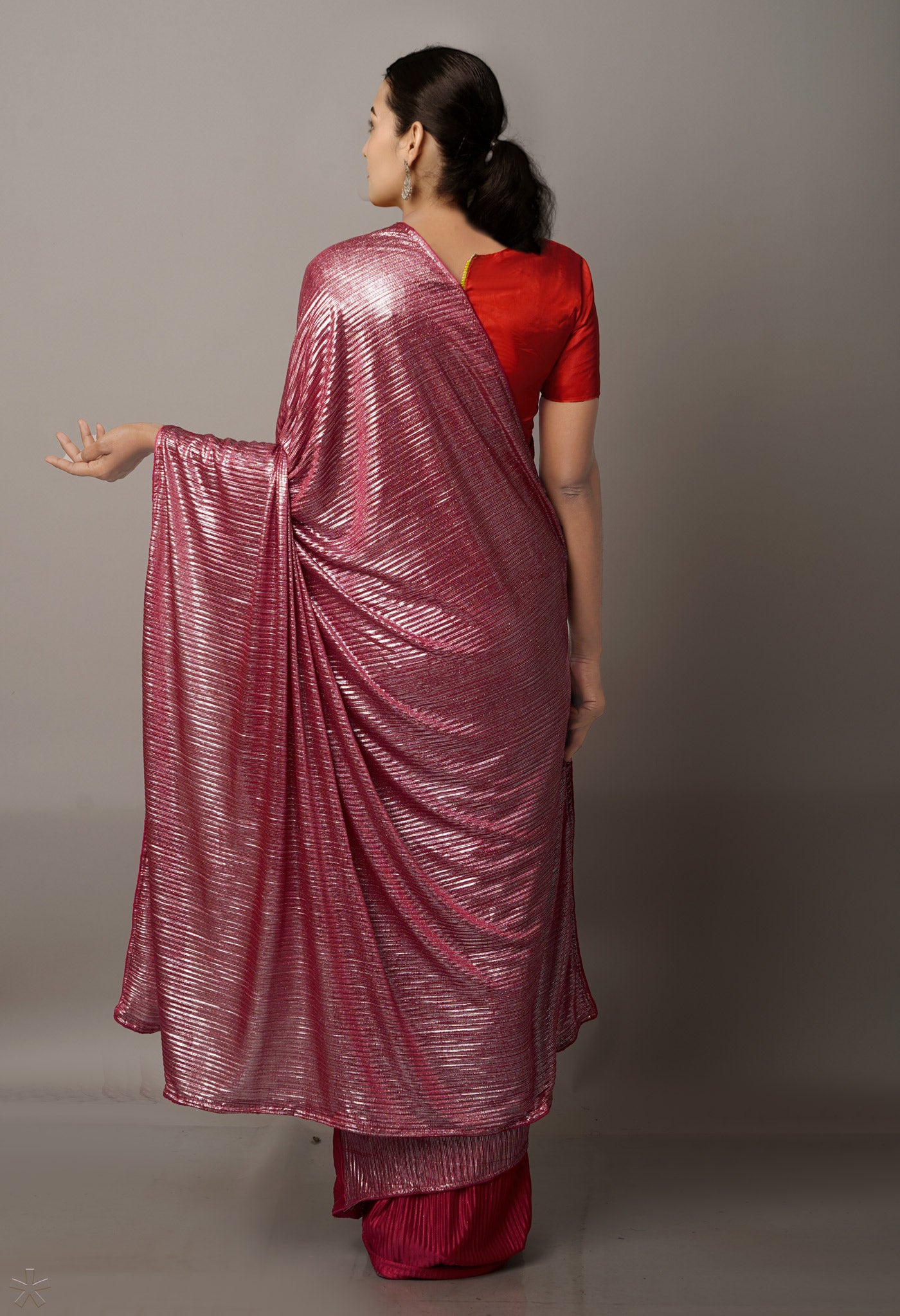 Red  Crushed Soft Silk Saree-UNM67982