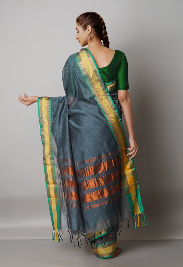 Dark Grey  Banarasi Silk Saree-UNM67997