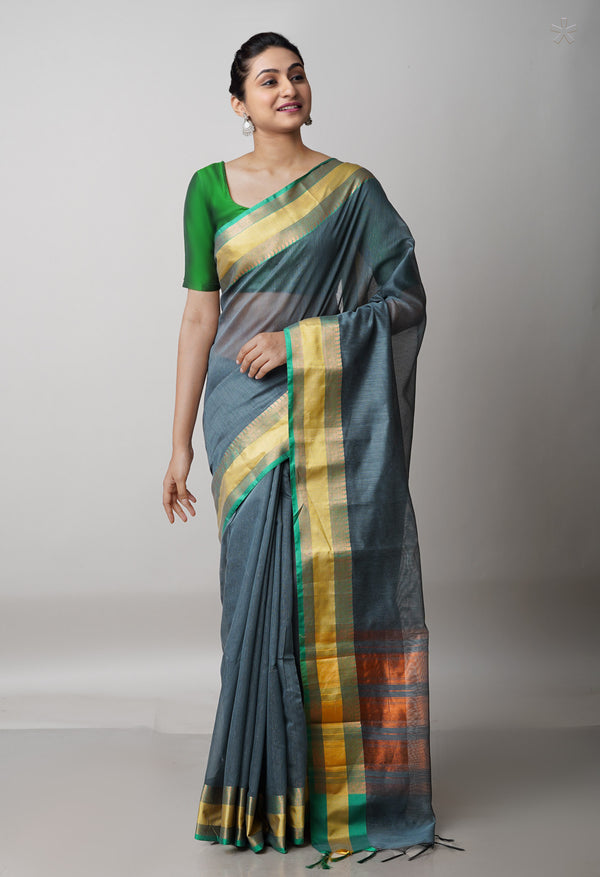 Dark Grey  Banarasi Silk Saree-UNM67999