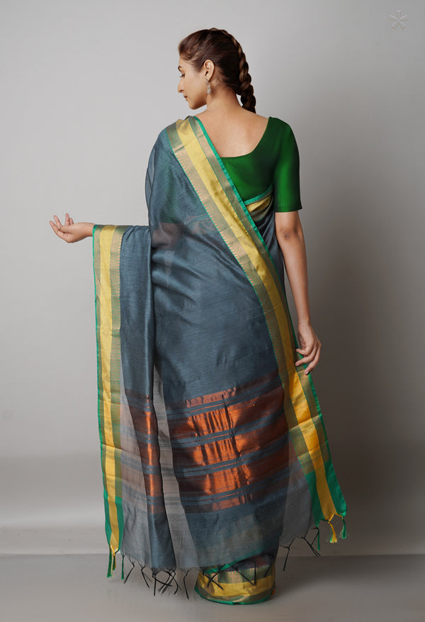 Dark Grey  Banarasi Silk Saree-UNM67999