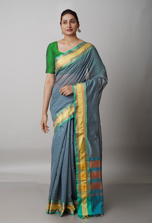 Dark Grey  Banarasi Silk Saree-UNM68002