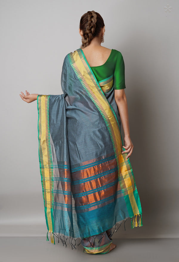 Dark Grey  Banarasi Silk Saree-UNM68002