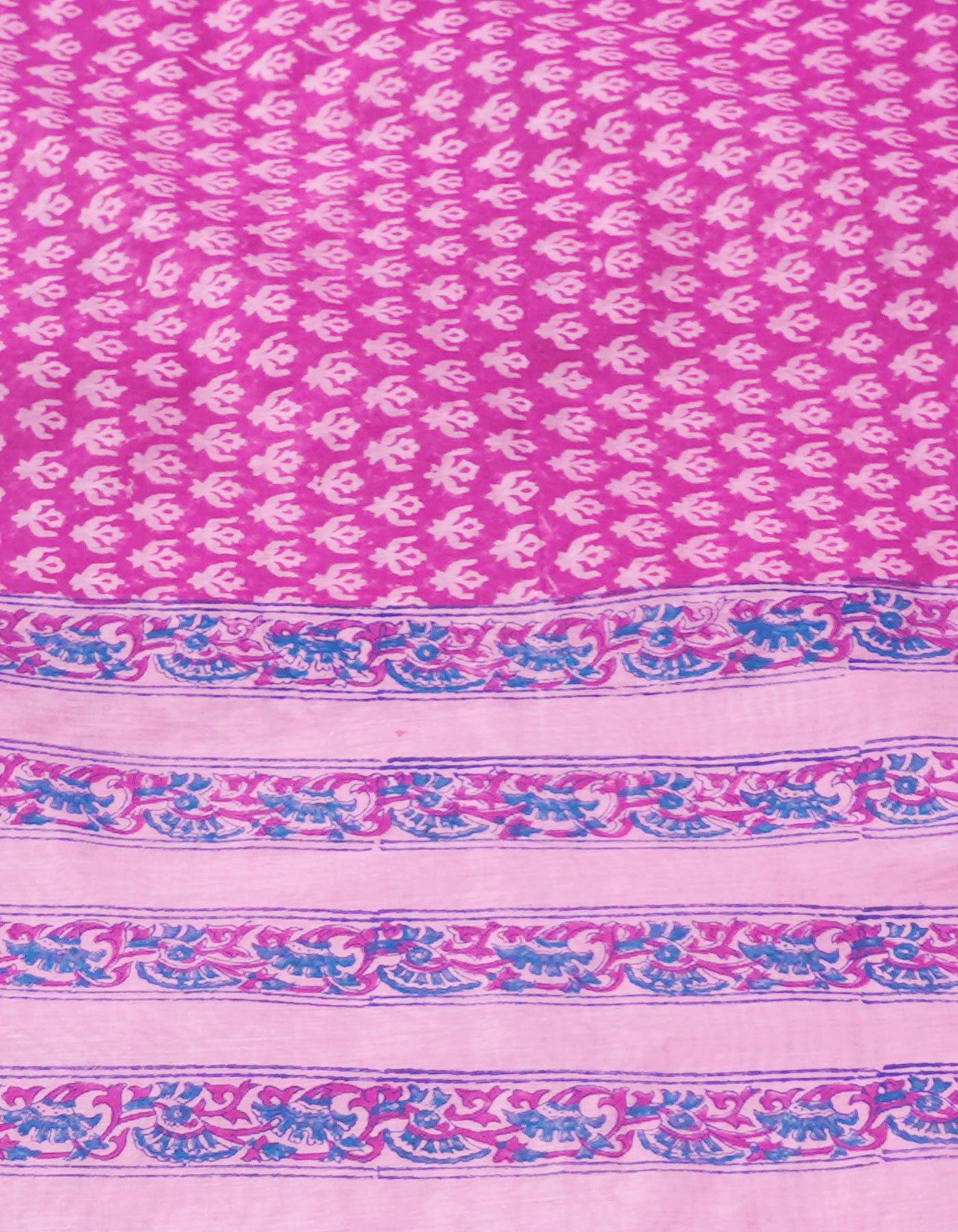 Pink  Block Printed Chanderi Sico Saree-UNM68063