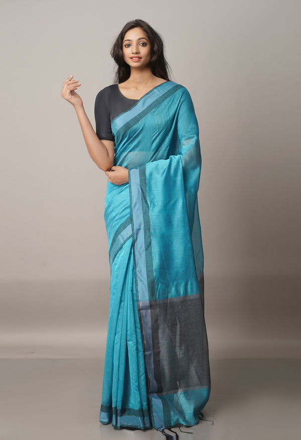 Blue  Chanderi Sico Saree-UNM68096