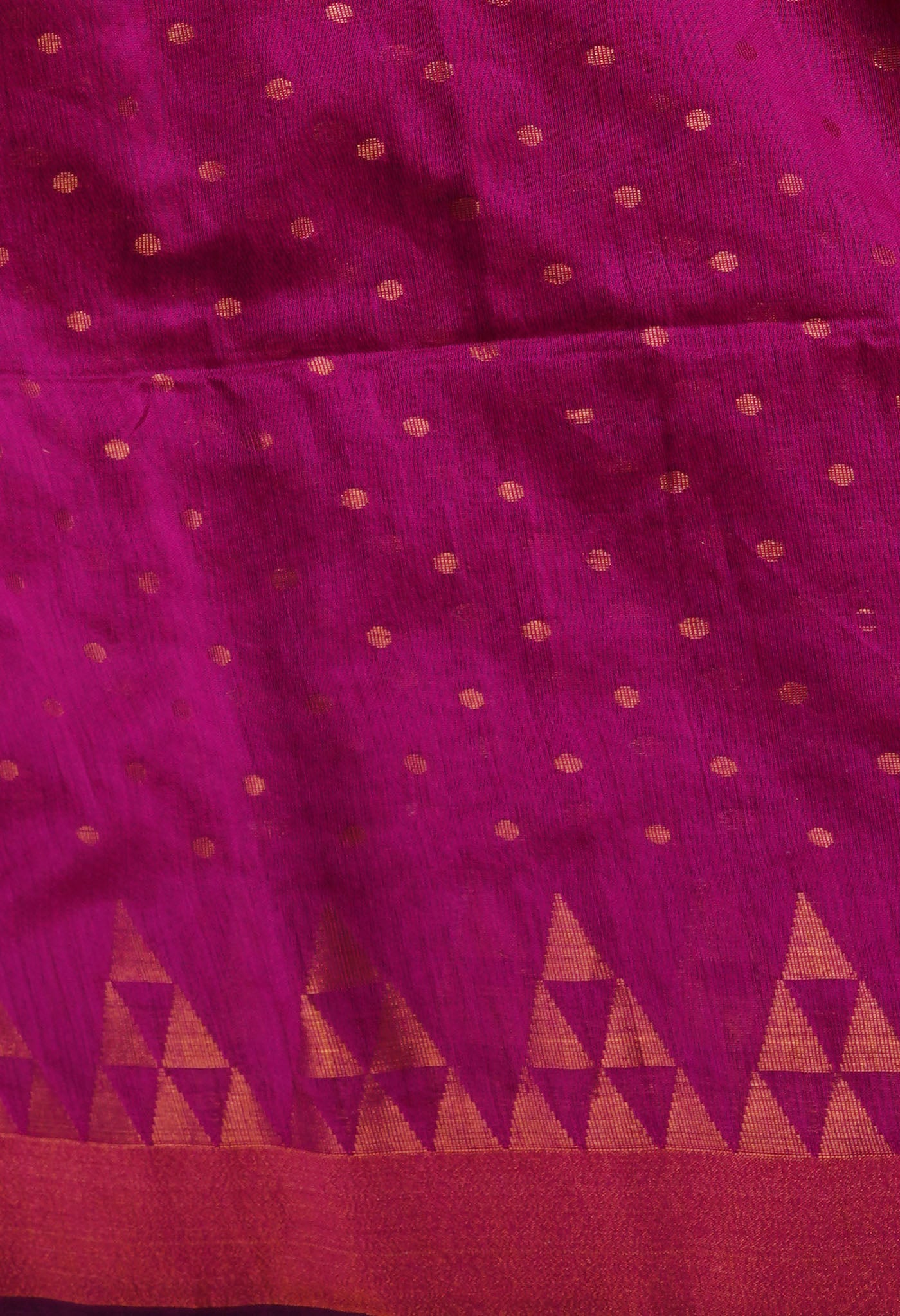 Magenta Pink Handloom Jamdhani Bengal Linen Saree-UNM68149