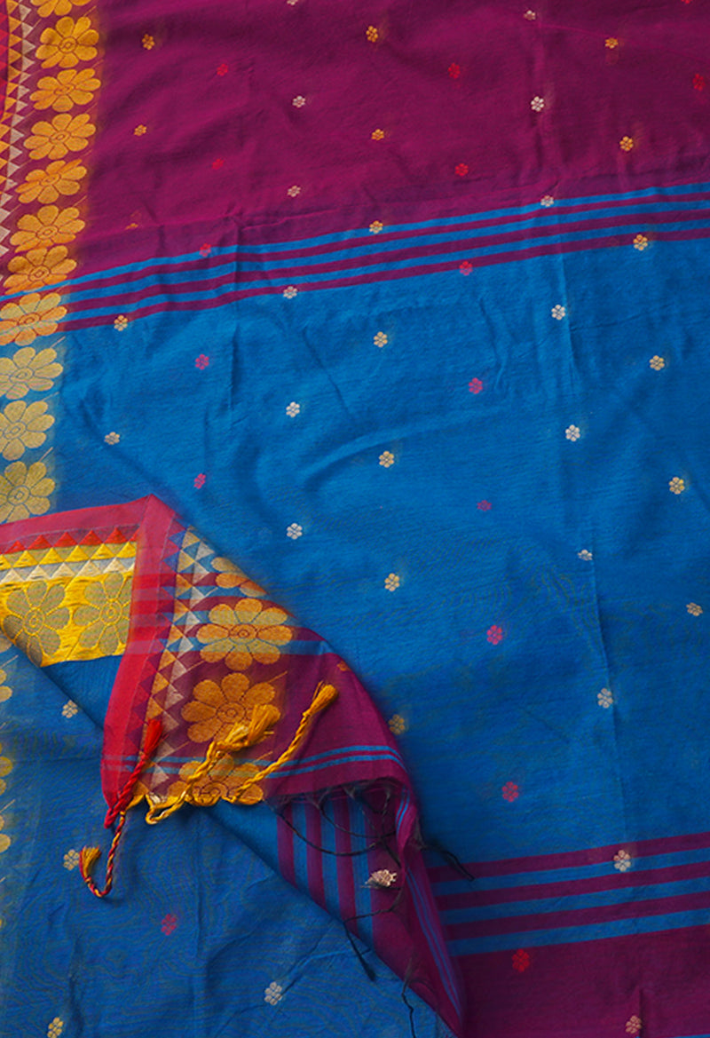 Purple Handloom Jamdhani Bengal Sico Saree-UNM68160