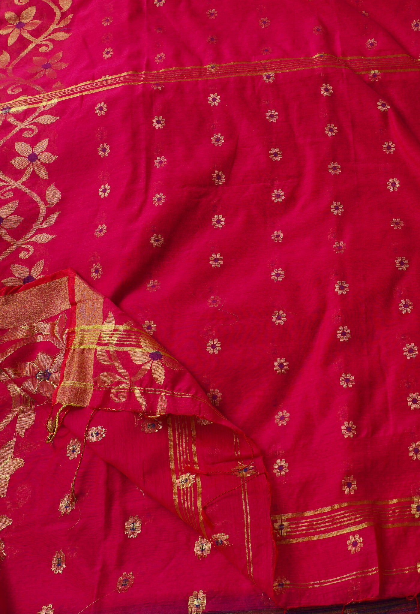 Pink Handloom Jamdhani Bengal Sico Saree-UNM68170
