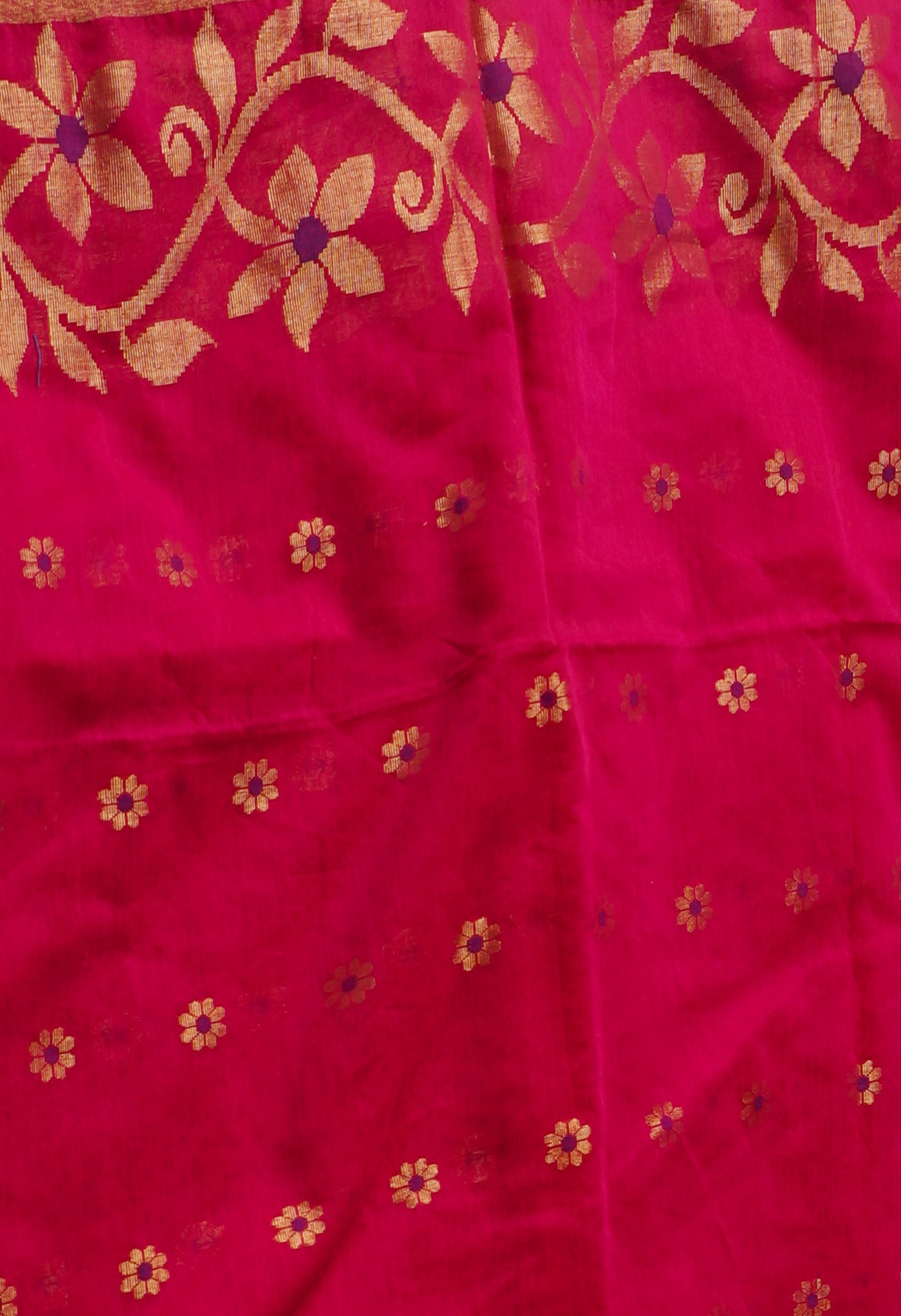 Pink Handloom Jamdhani Bengal Sico Saree-UNM68170