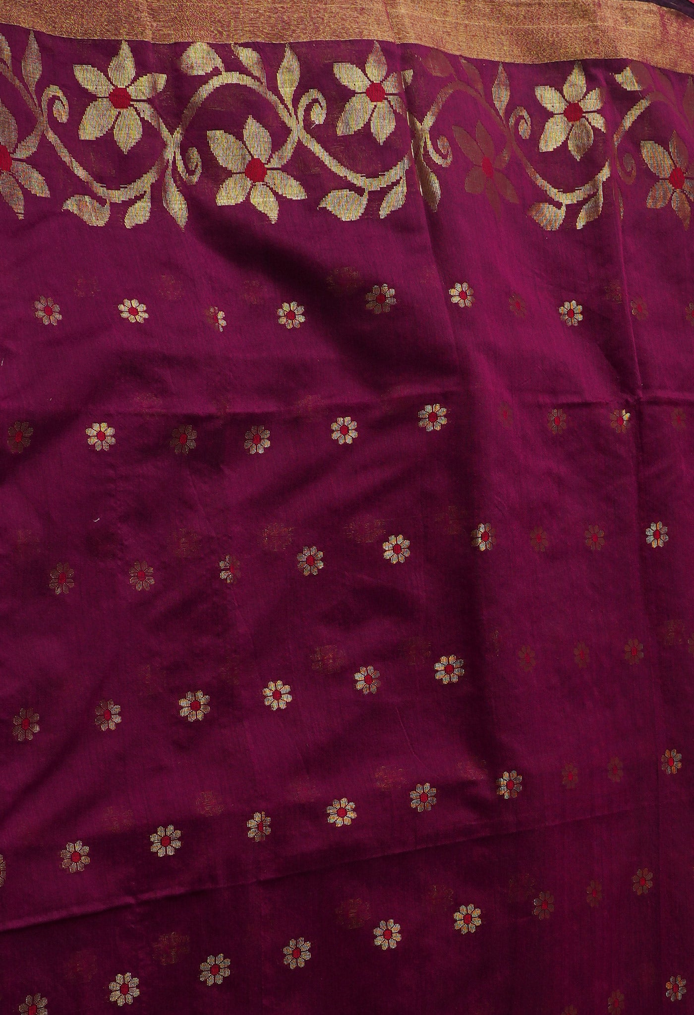 Purple Handloom Jamdhani Bengal Sico Saree-UNM68174
