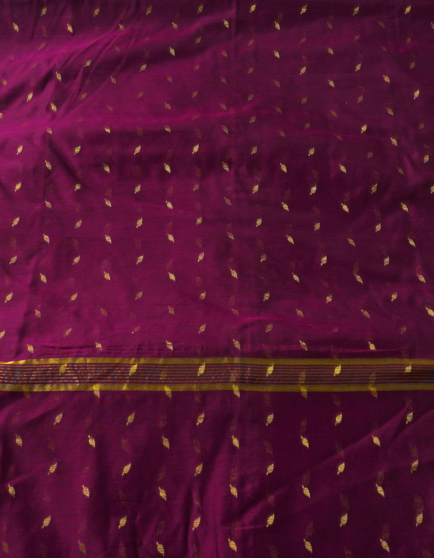 Purple Handloom Jamdhani Bengal Sico Saree-UNM68223