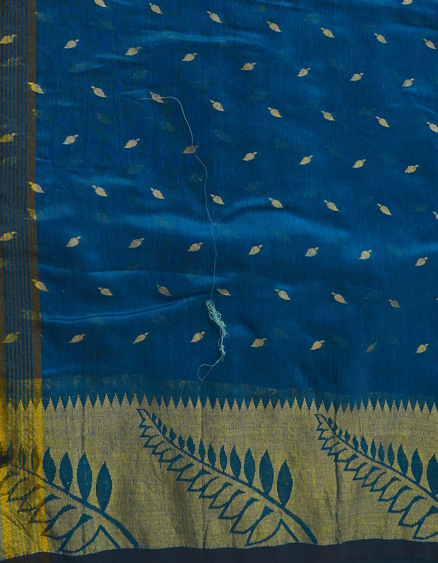 Blue Handloom Jamdhani Bengal Sico Saree-UNM68224