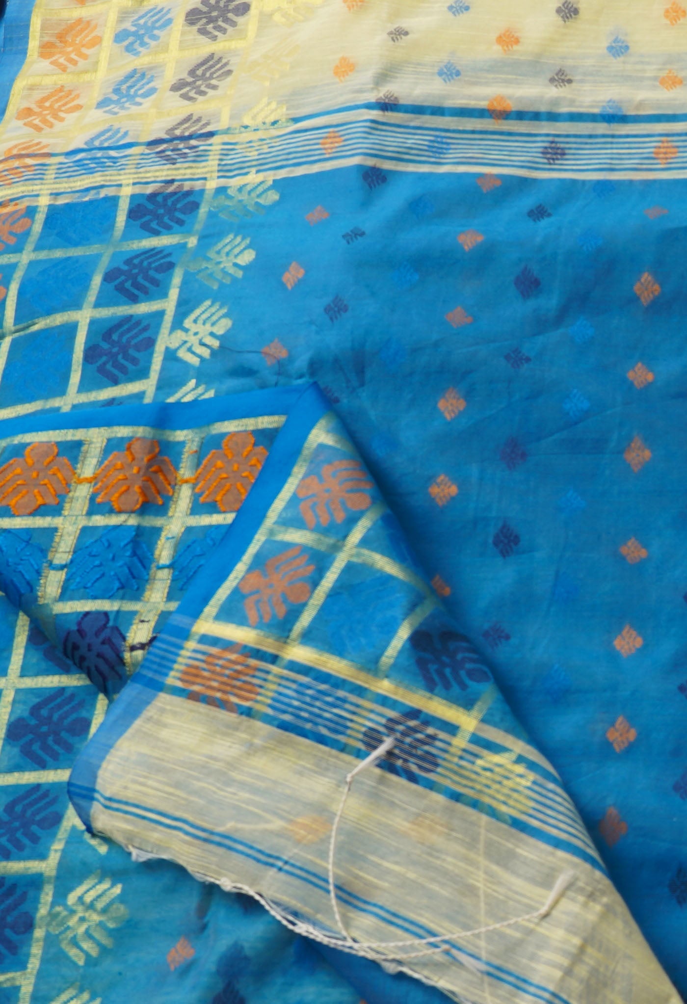 Pale Green Handloom Jamdhani Bengal Sico Saree