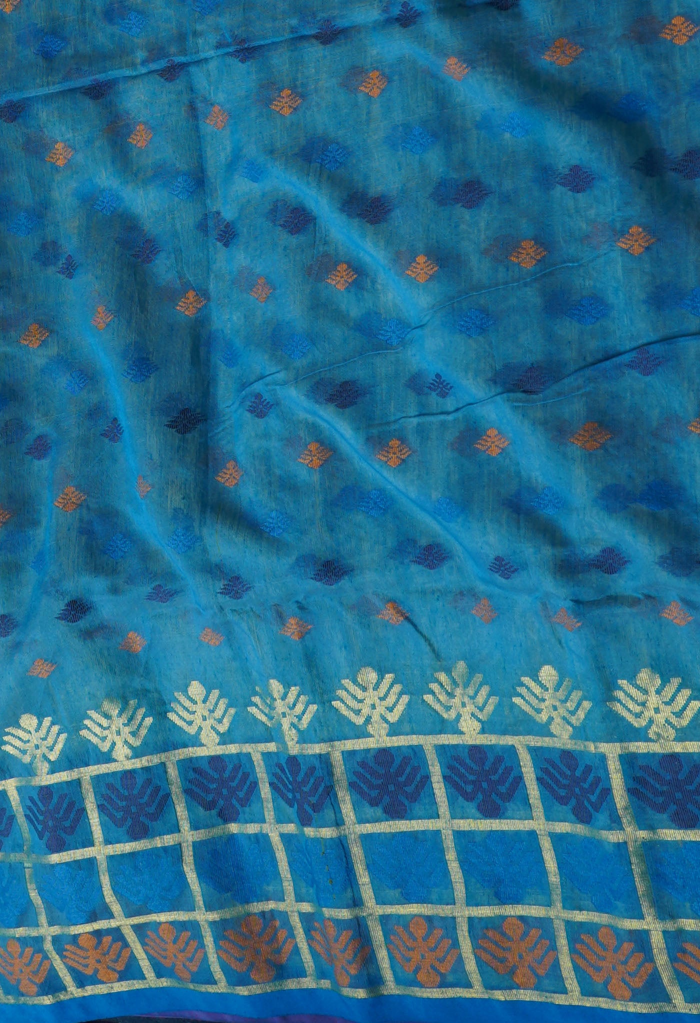 Pale Green Handloom Jamdhani Bengal Sico Saree