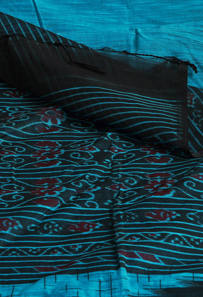 Blue Handloom Jamdhani Bengal Sico Saree-UNM68332