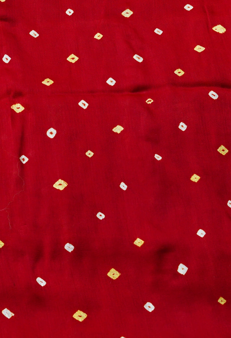 Maroon  Bandhani Crushed Silk Saree-UNM68387
