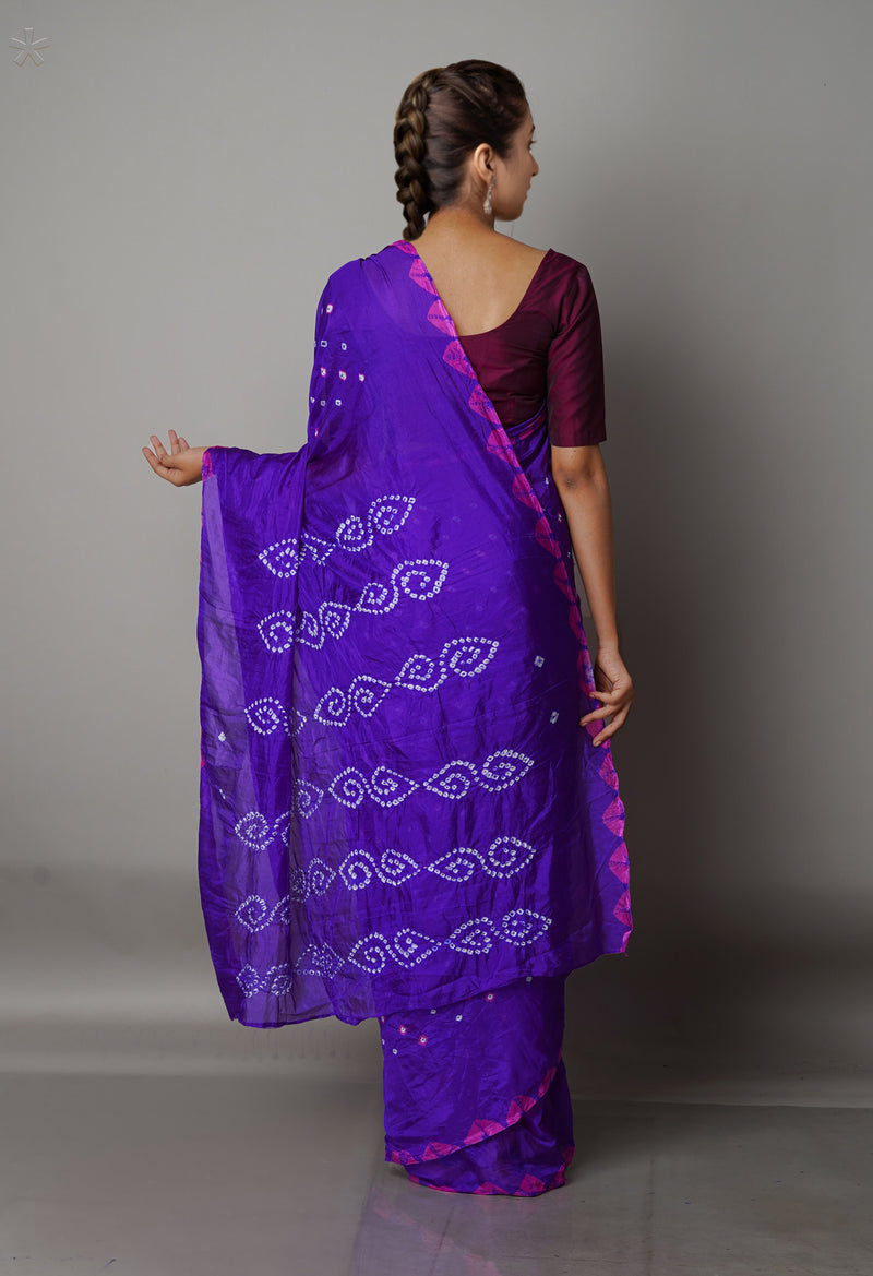 Violet  Bandhani Soft Silk Saree-UNM68391