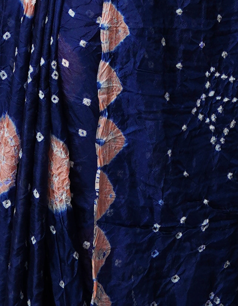 Navy Blue  Bandhani Soft Silk Saree-UNM68408