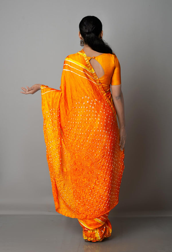 Orange  Bandhani Soft Silk Saree-UNM68409