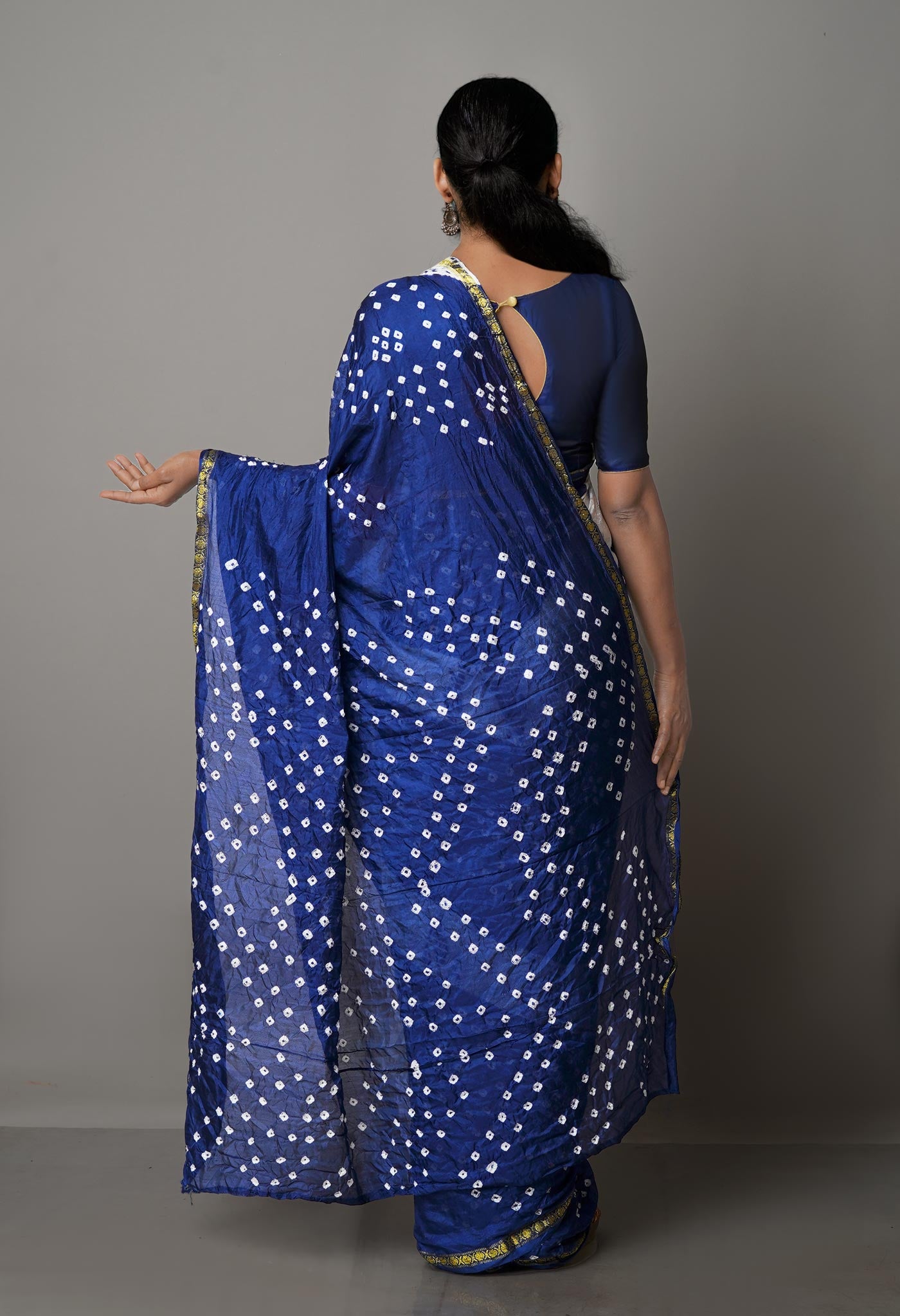 Navy Blue  Bandhani Soft Silk Saree-UNM68419