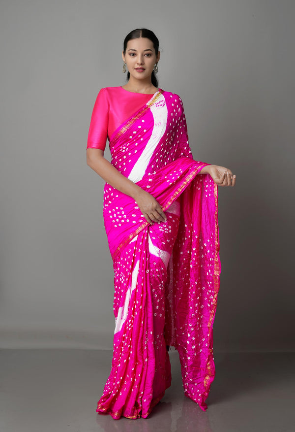 Pink  Bandhani Soft Silk Saree-UNM68421