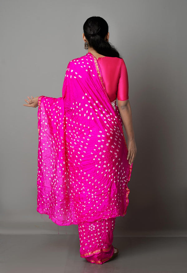 Pink  Bandhani Soft Silk Saree-UNM68421