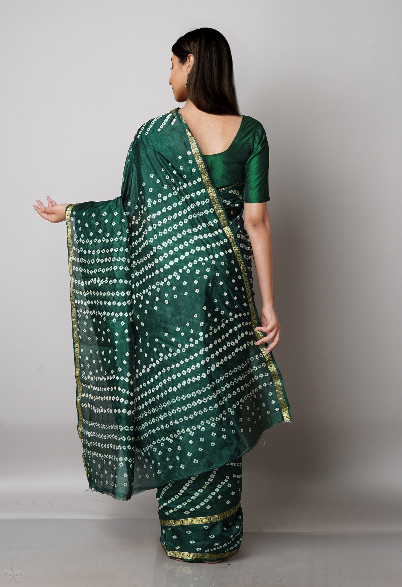 Dark Green  Bandhani Soft Silk Saree-UNM68423