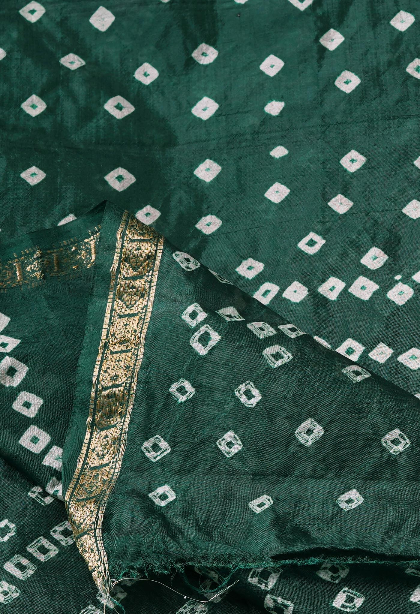 Dark Green  Bandhani Soft Silk Saree-UNM68423