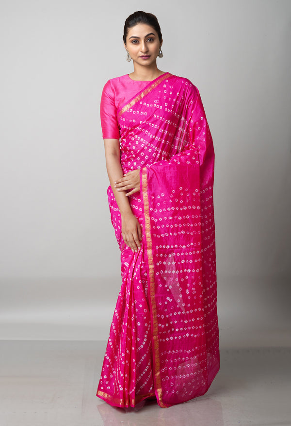 Pink  Bandhani Soft Silk Saree-UNM68430