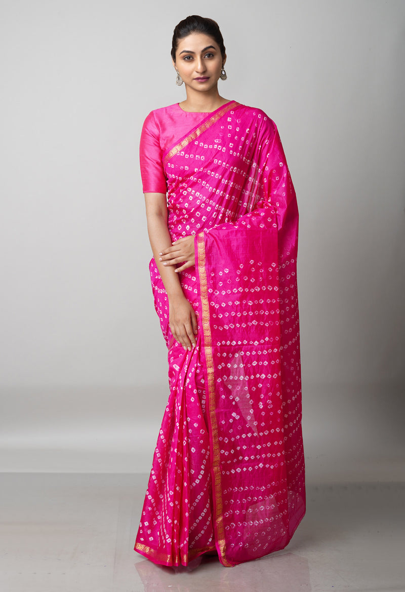 Pink  Bandhani Soft Silk Saree-UNM68430
