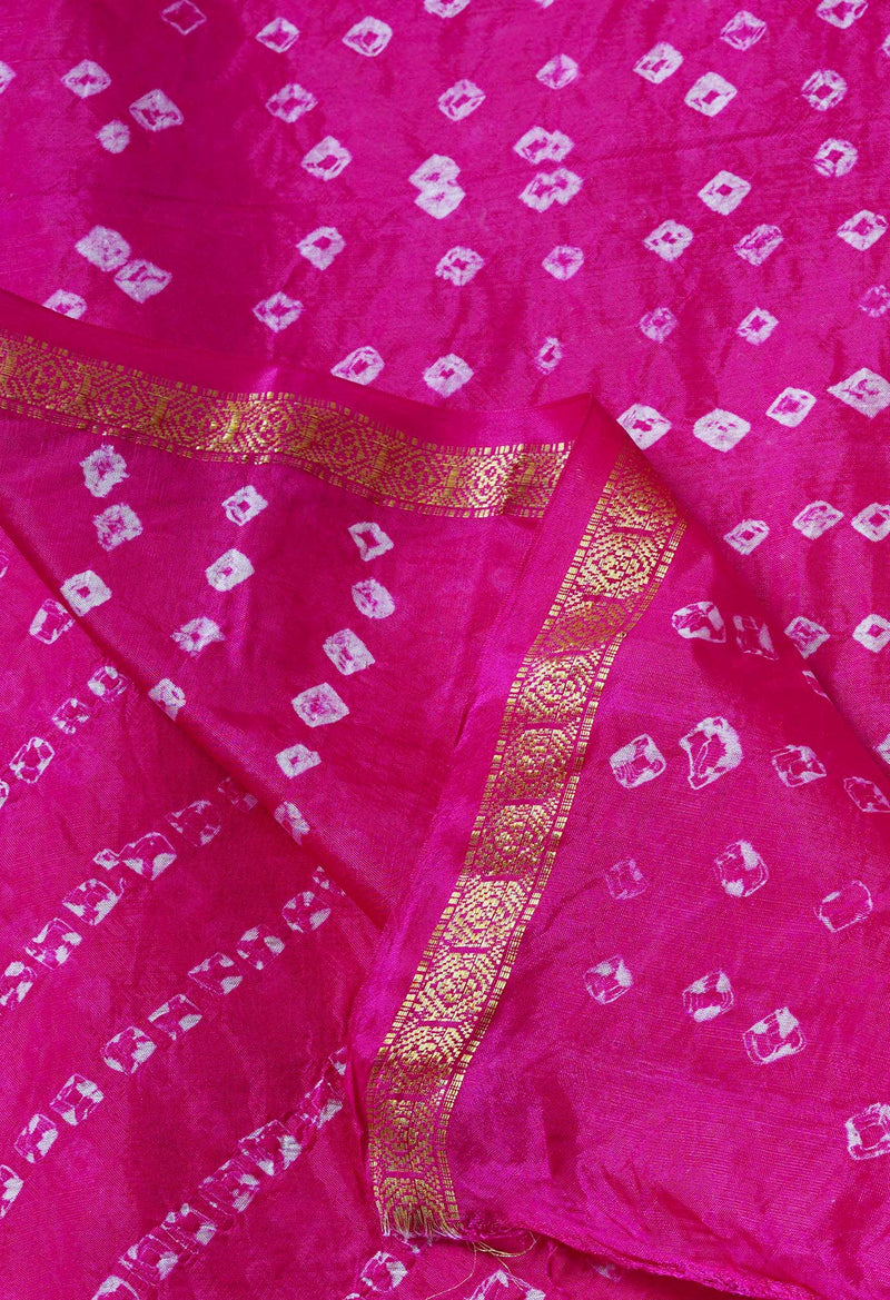 Pink  Bandhani Soft Silk Saree-UNM68430
