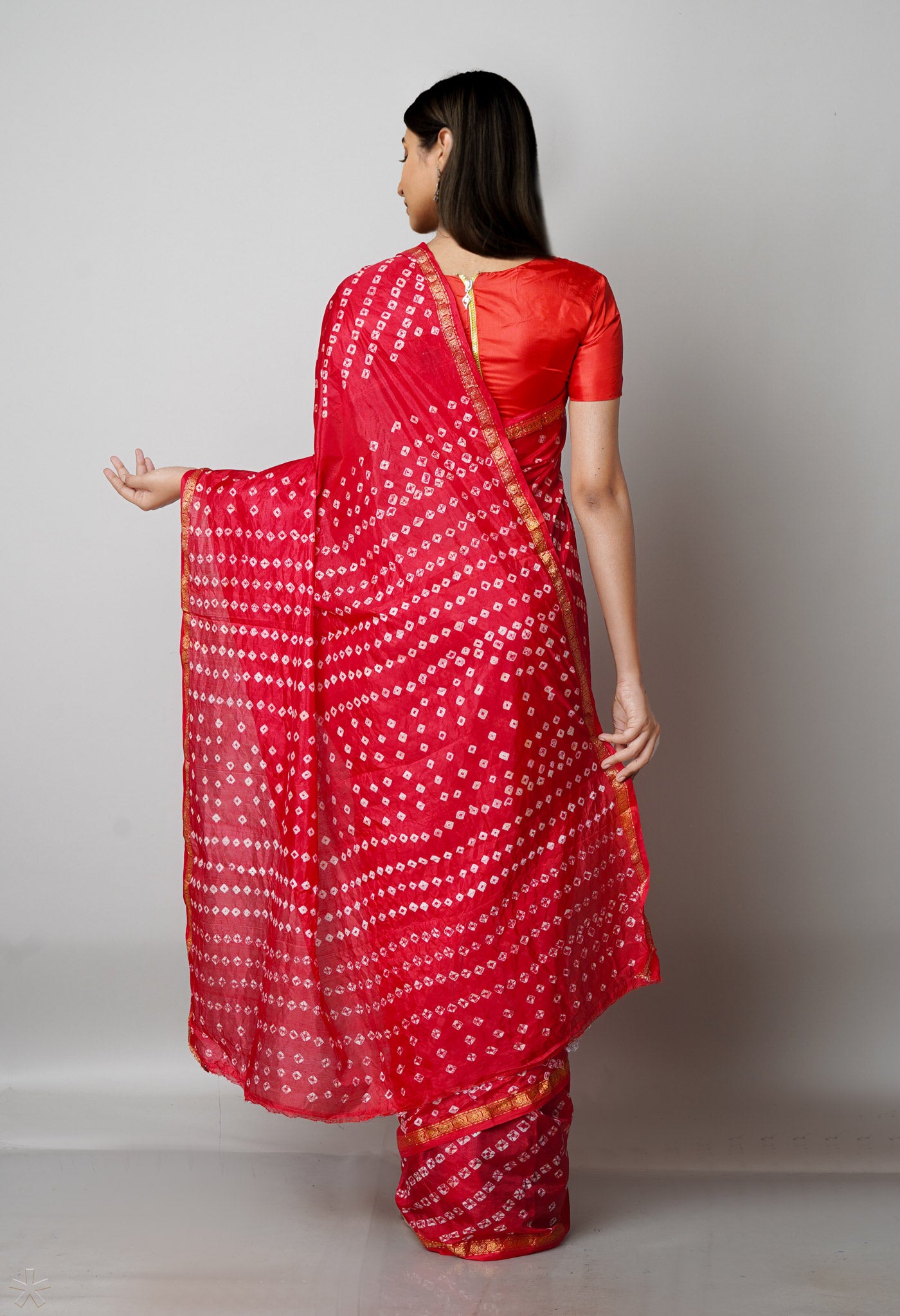 Red  Bandhani Soft Silk Saree-UNM68431